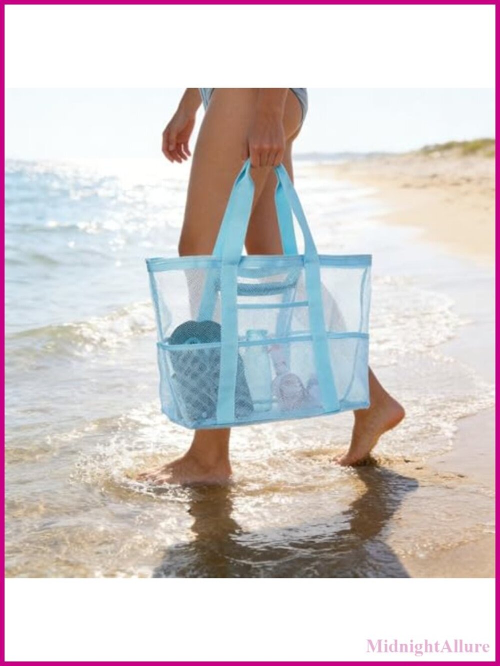 Large Oversized Sandproof Beach Tote Bag with Zipper Foldable Vacation